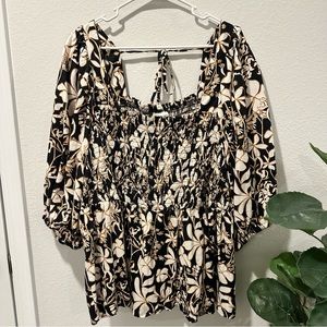 Ava & Viv Floral Smocked Blouse